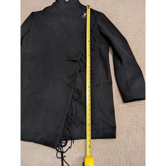 Lauren Ralph Lauren Cape Coat Women XXL Black Fringe Drape Wool Blend Mid Length - Picture 4 of 10